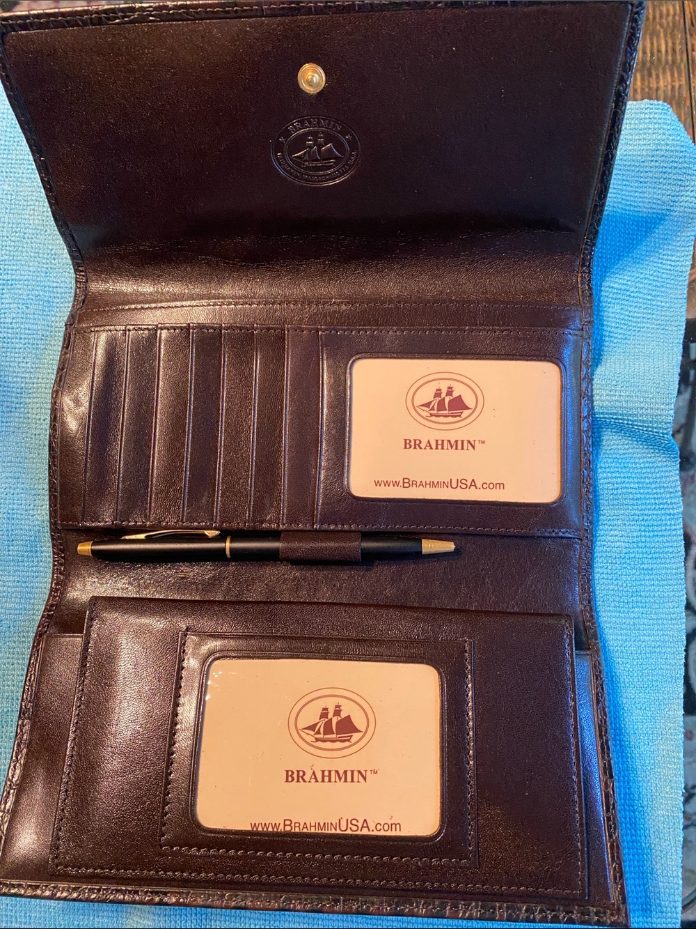 Brahmin Croc-Embossed Card & Key Holder in Dark Brown - Picture 3 of 3